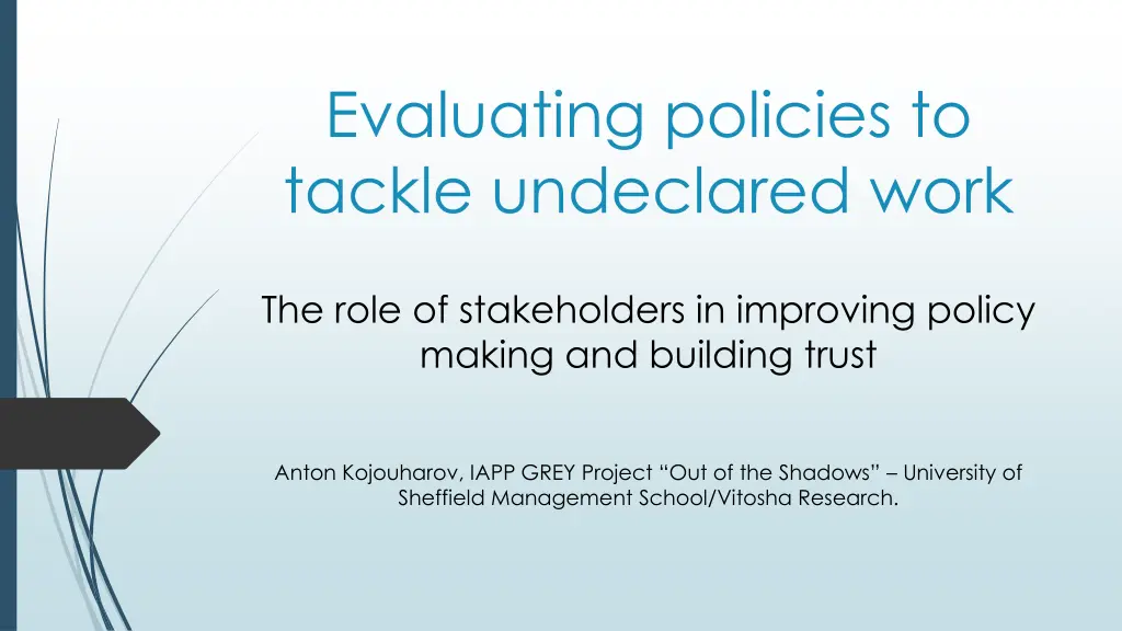 evaluating policies to tackle undeclared work