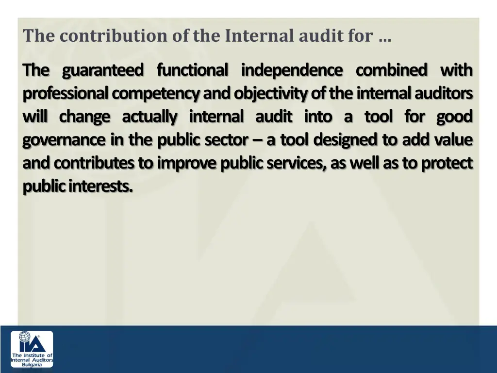 the contribution of the internal audit for