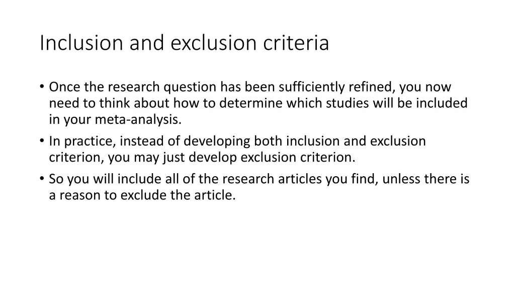 inclusion and exclusion criteria