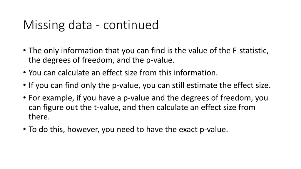 missing data continued 2