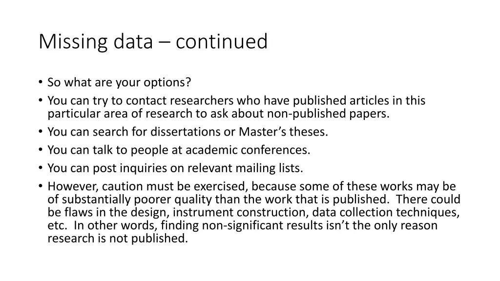 missing data continued 5