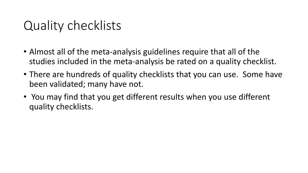 quality checklists