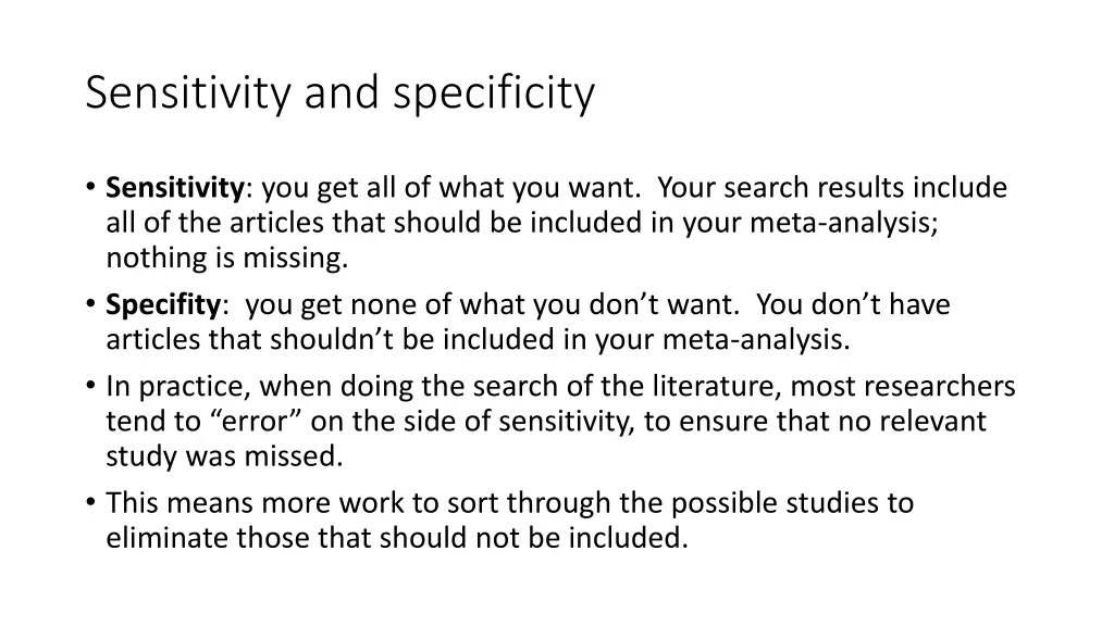 sensitivity and specificity