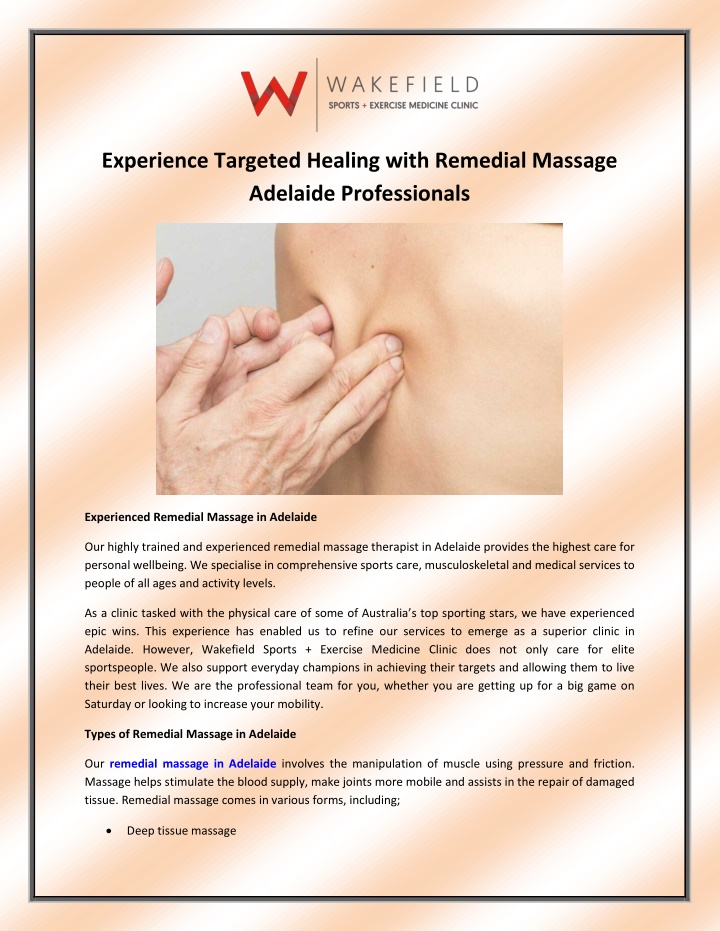 experience targeted healing with remedial massage
