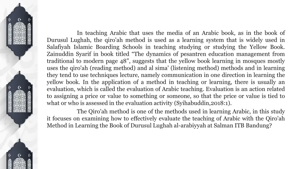 in teaching arabic that uses the media