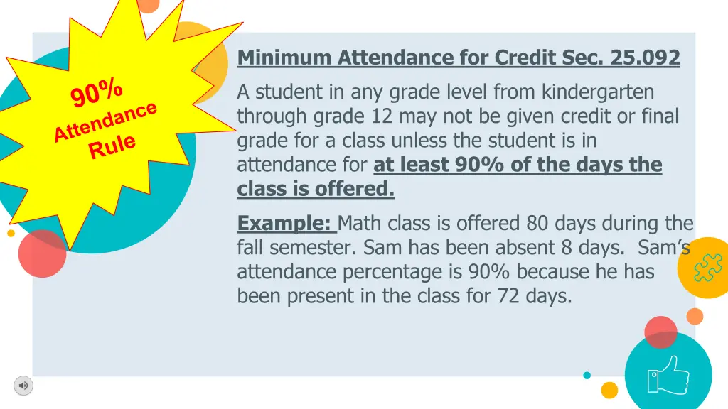 minimum attendance for credit