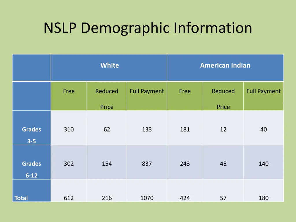 nslp demographic information