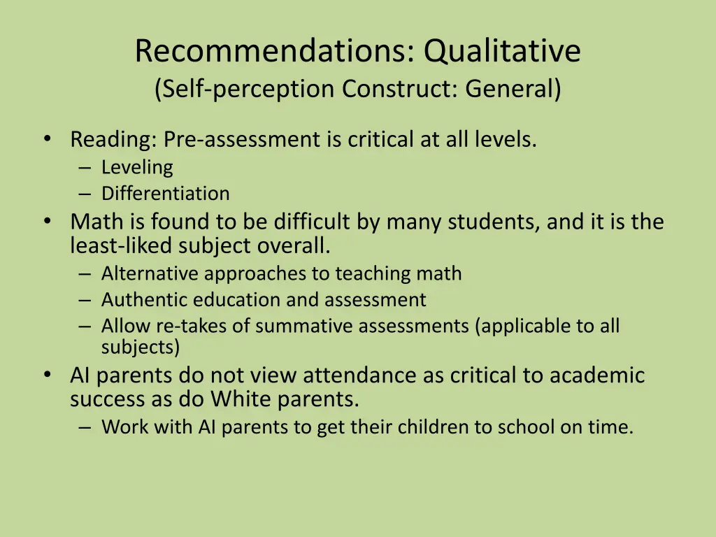 recommendations qualitative self perception