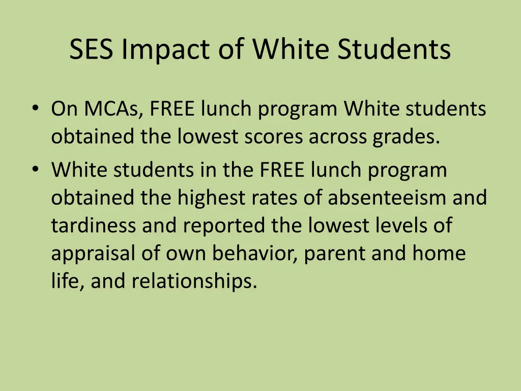 ses impact of white students