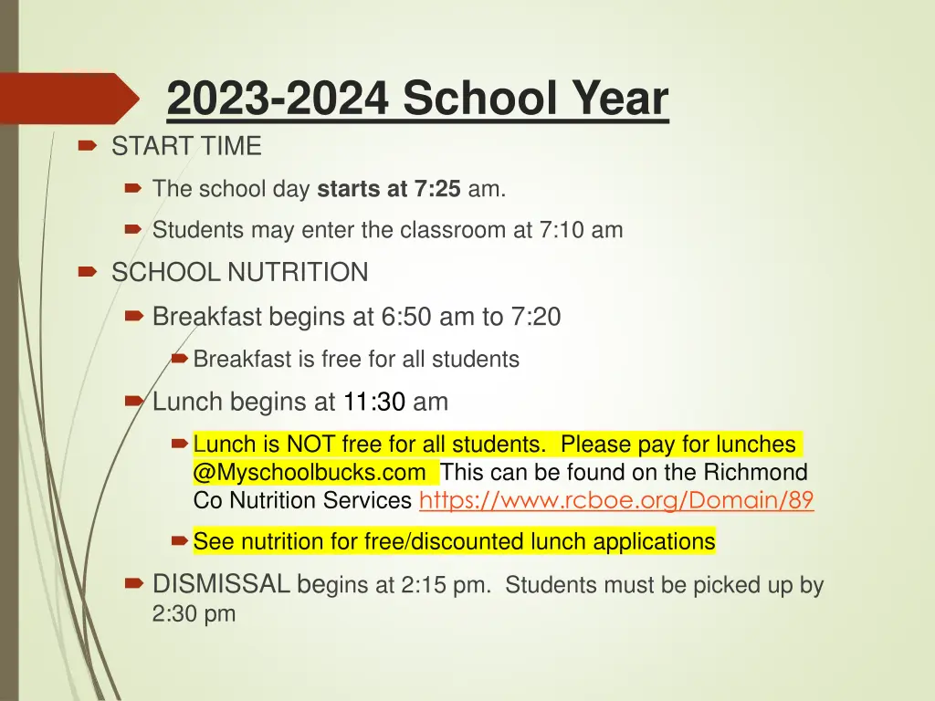 2023 2024 school year start time