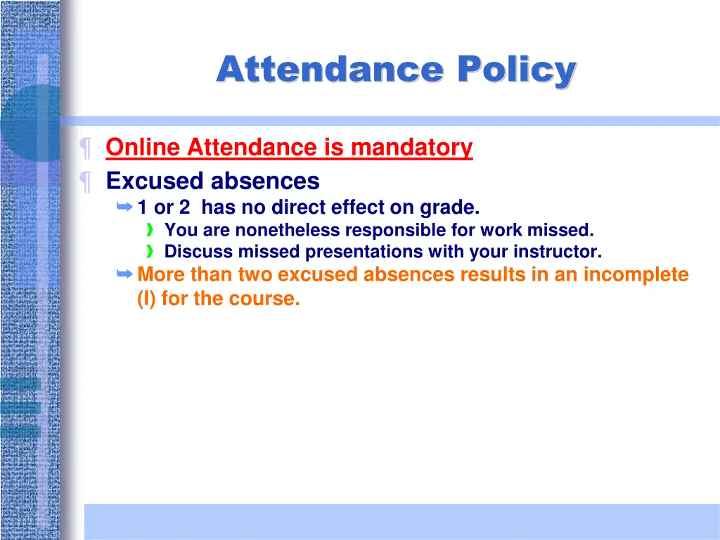 attendance policy