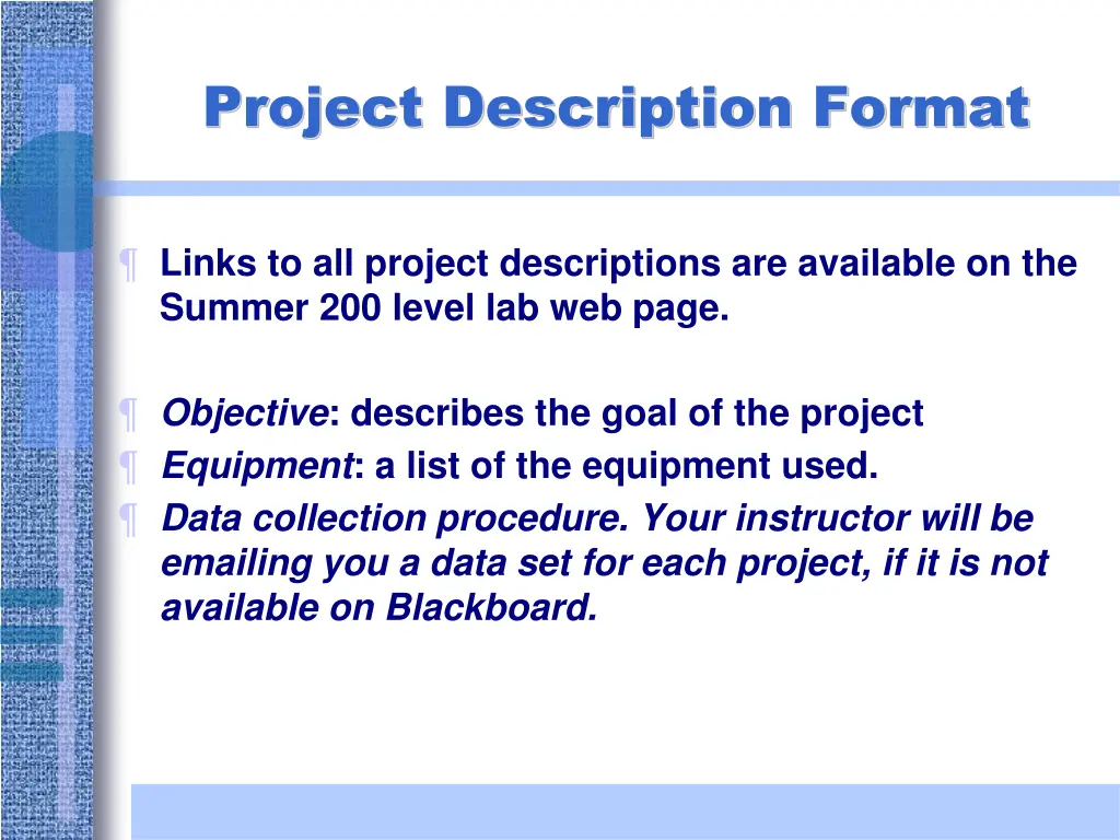 project description format