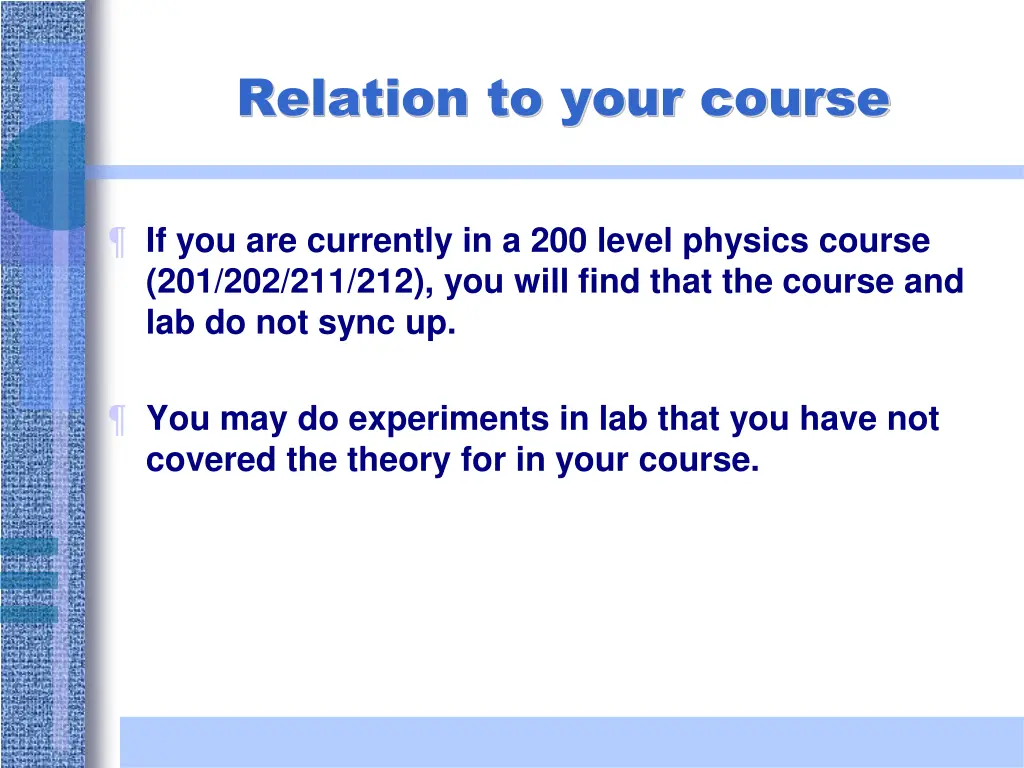 relation to your course