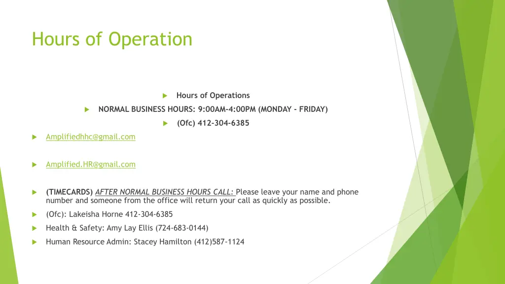 hours of operation