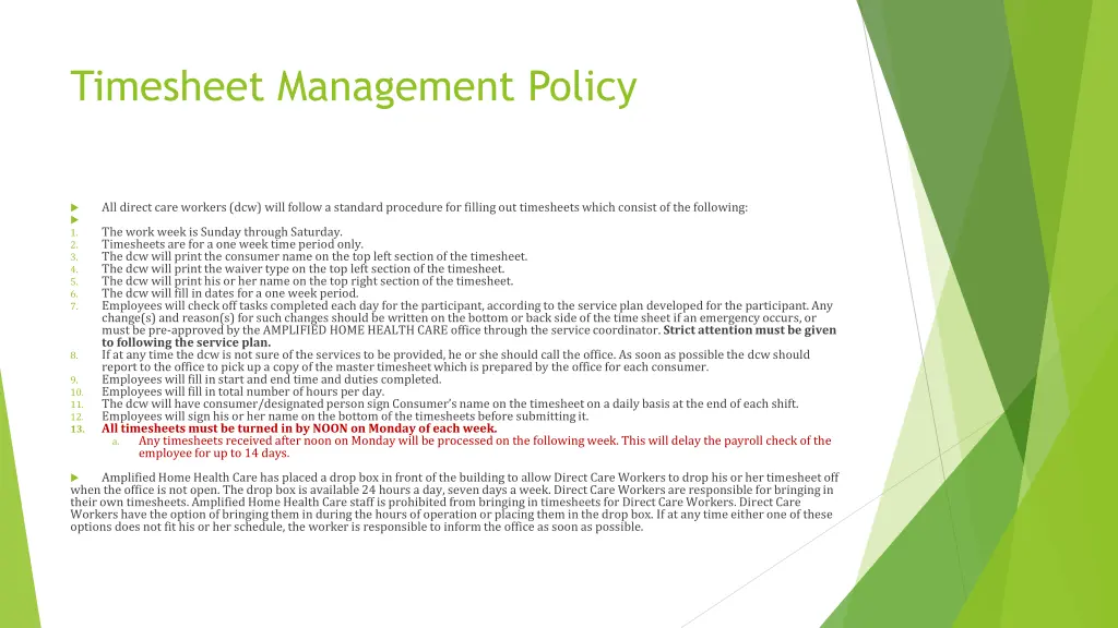 timesheet management policy