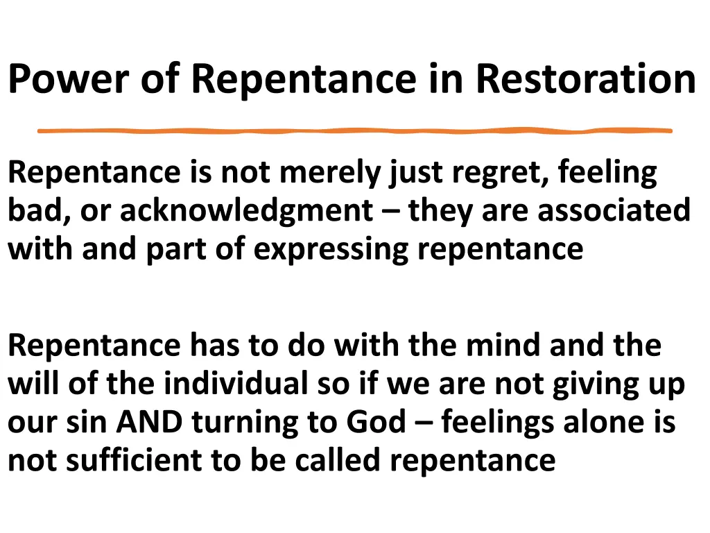 power of repentance in restoration