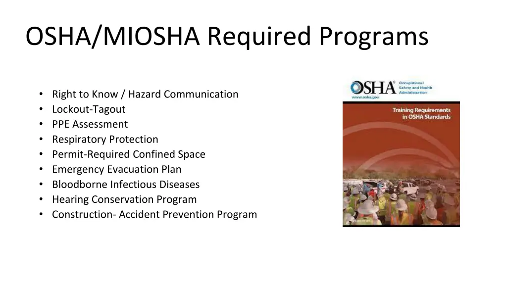 osha miosha required programs