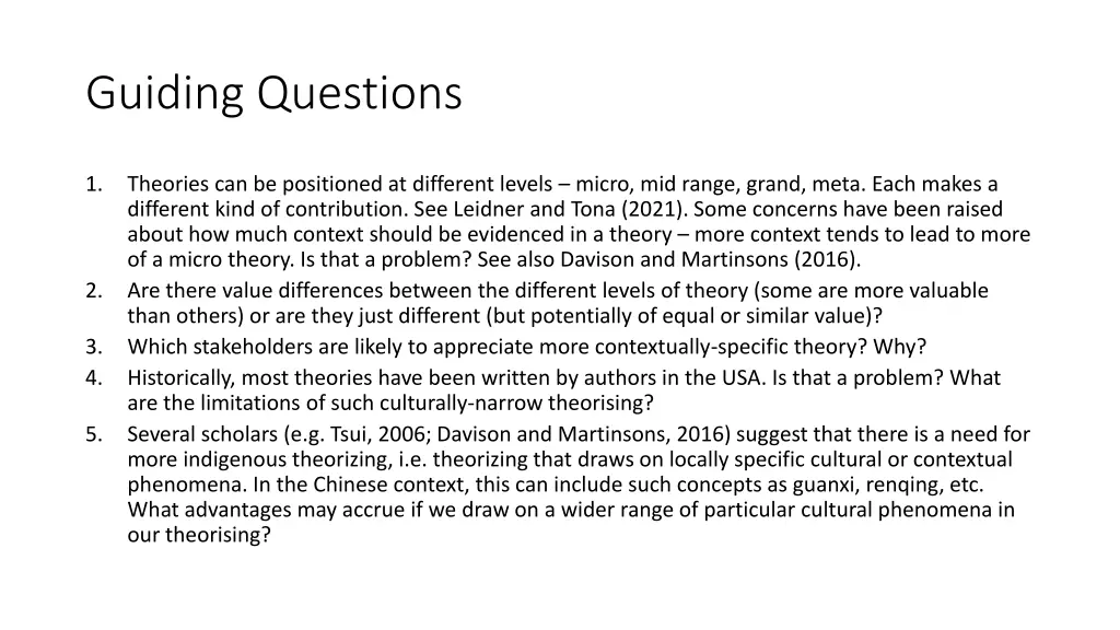 guiding questions