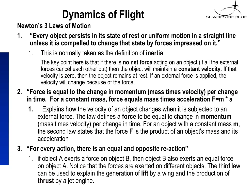 dynamics of flight