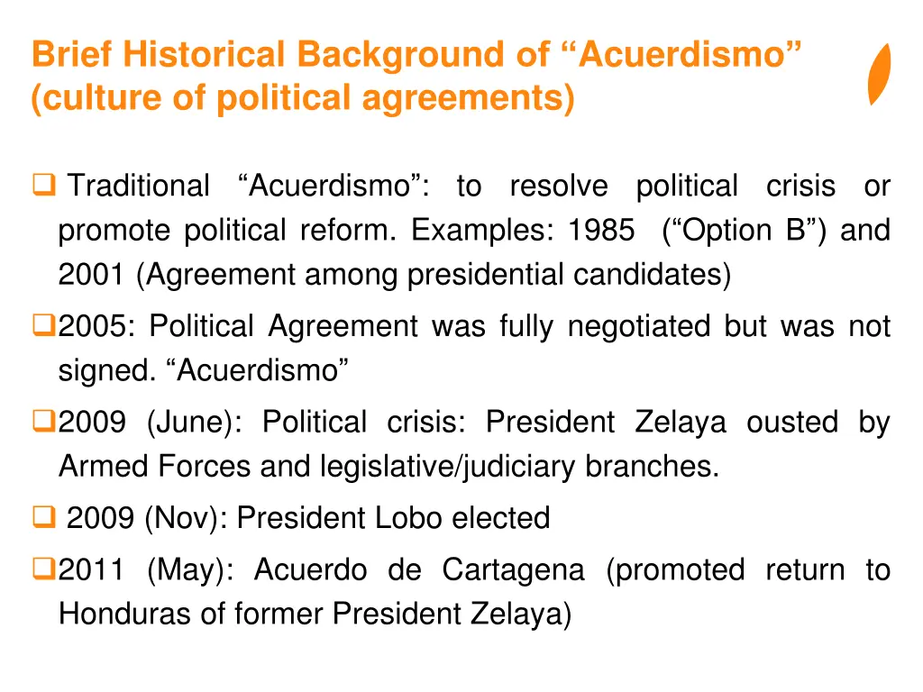 brief historical background of acuerdismo culture