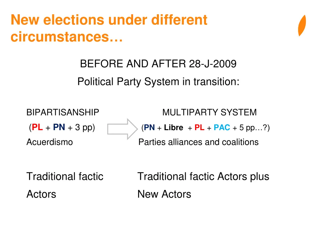new elections under different circumstances