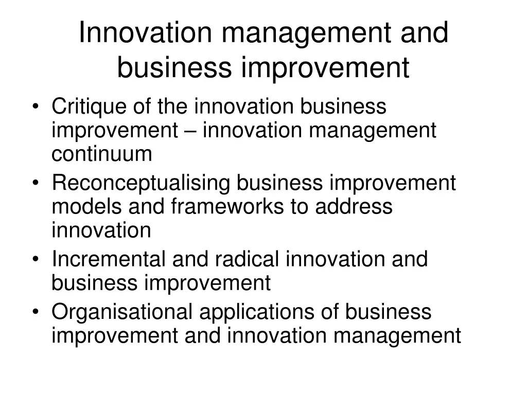 innovation management and business improvement