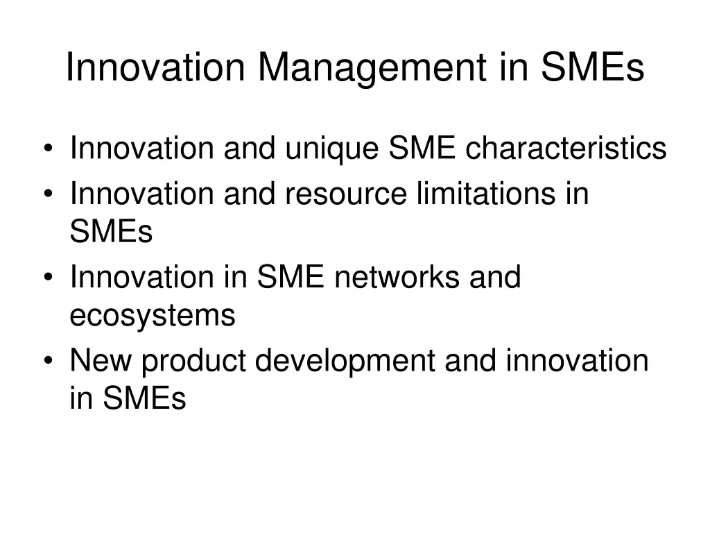 innovation management in smes