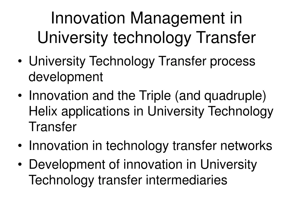 innovation management in university technology