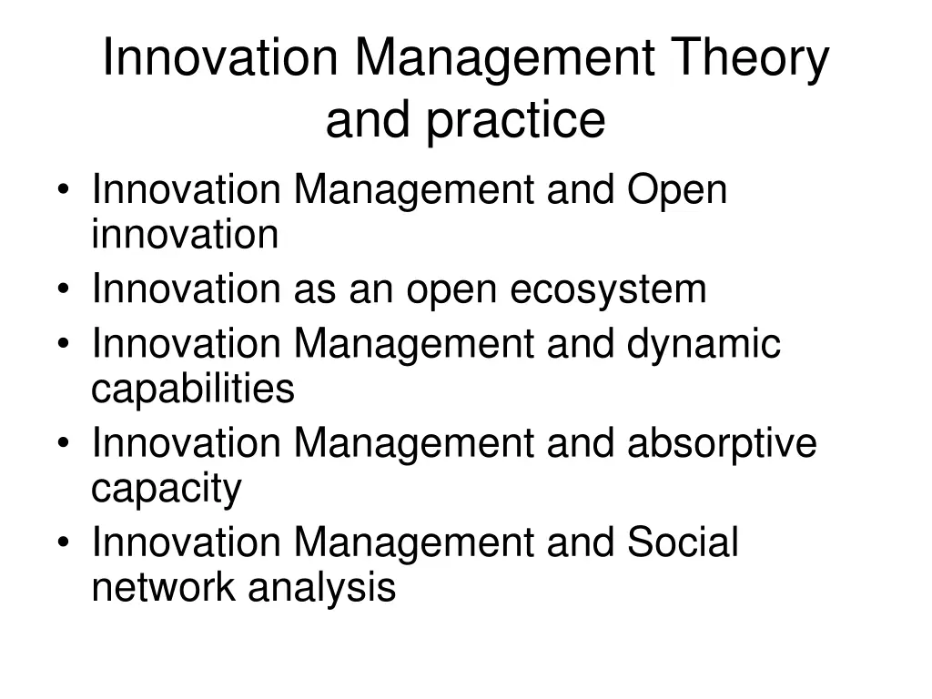 innovation management theory and practice