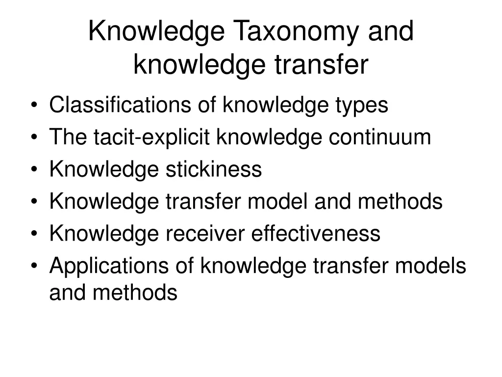 knowledge taxonomy and knowledge transfer