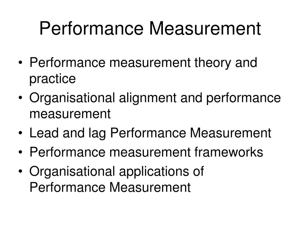 performance measurement