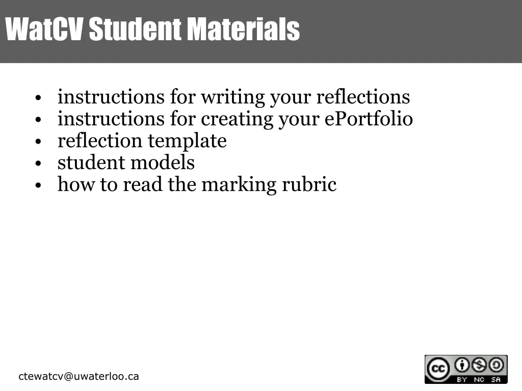 watcv student materials