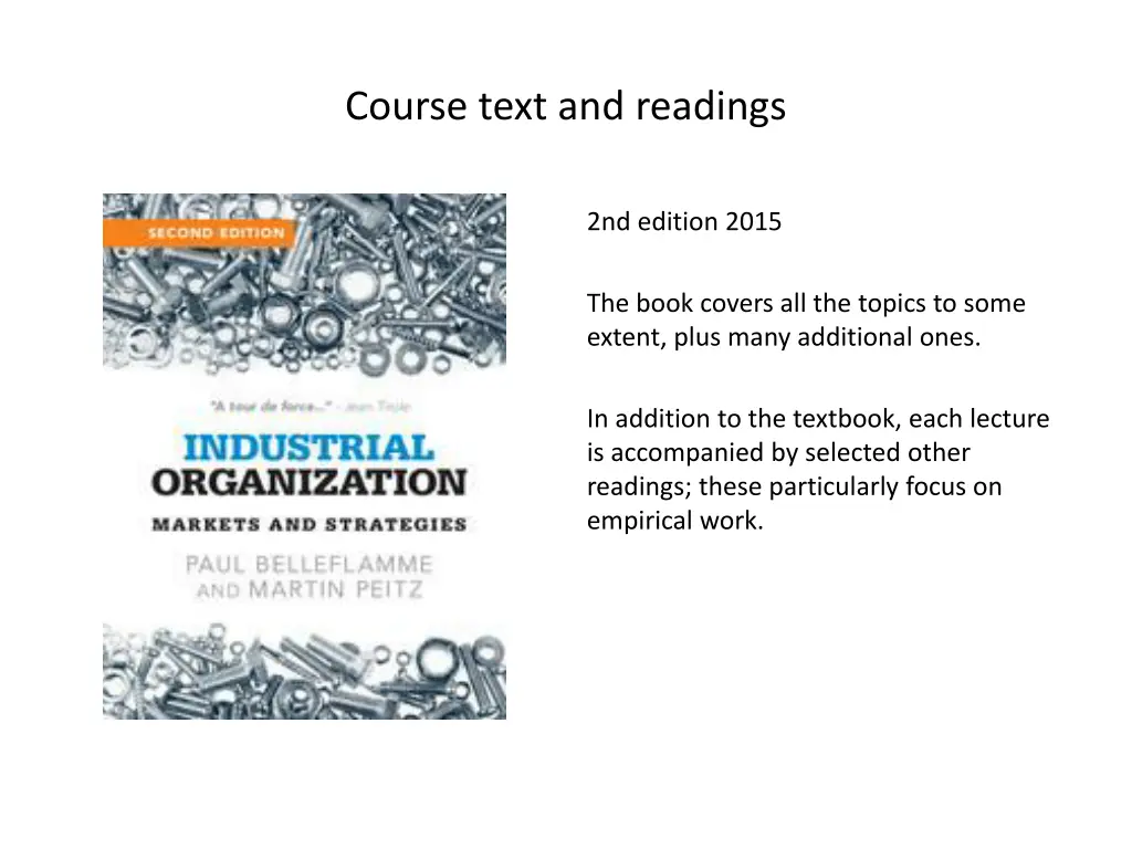 course text and readings