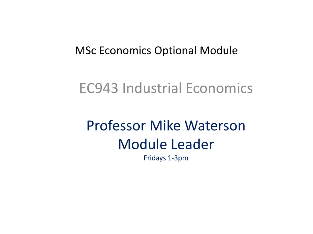 msc economics optional module