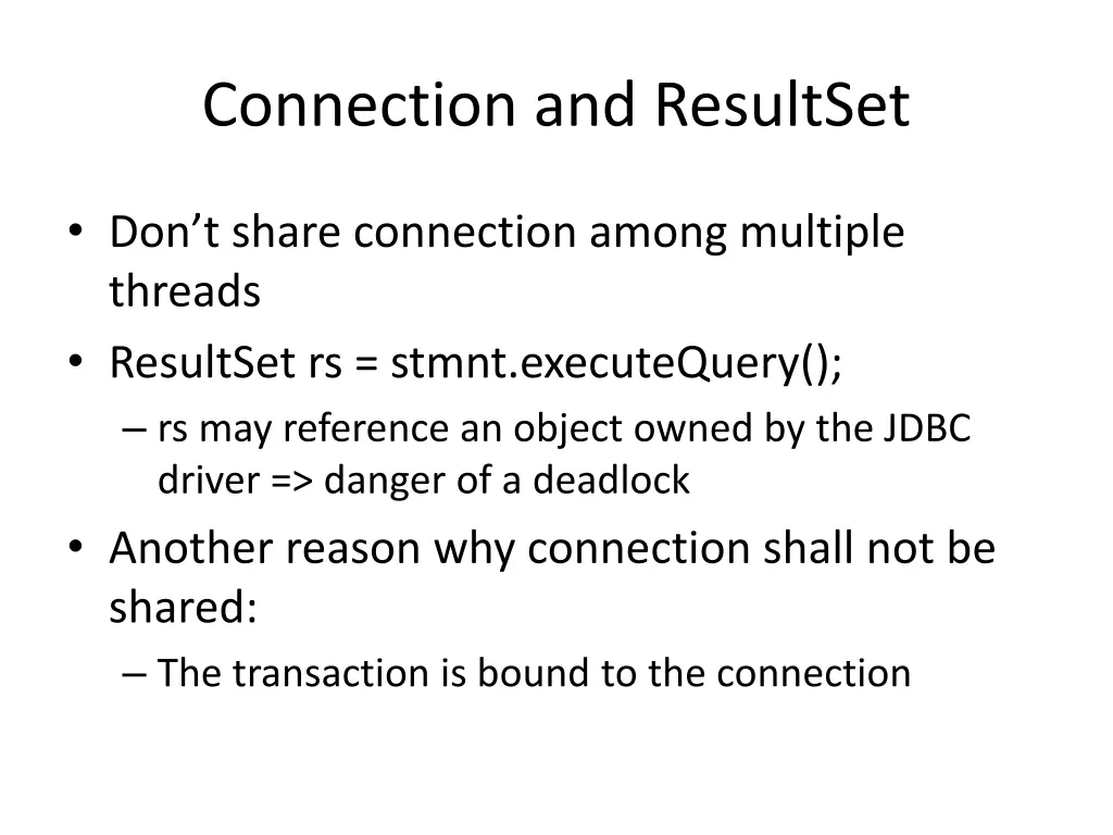 connection and resultset