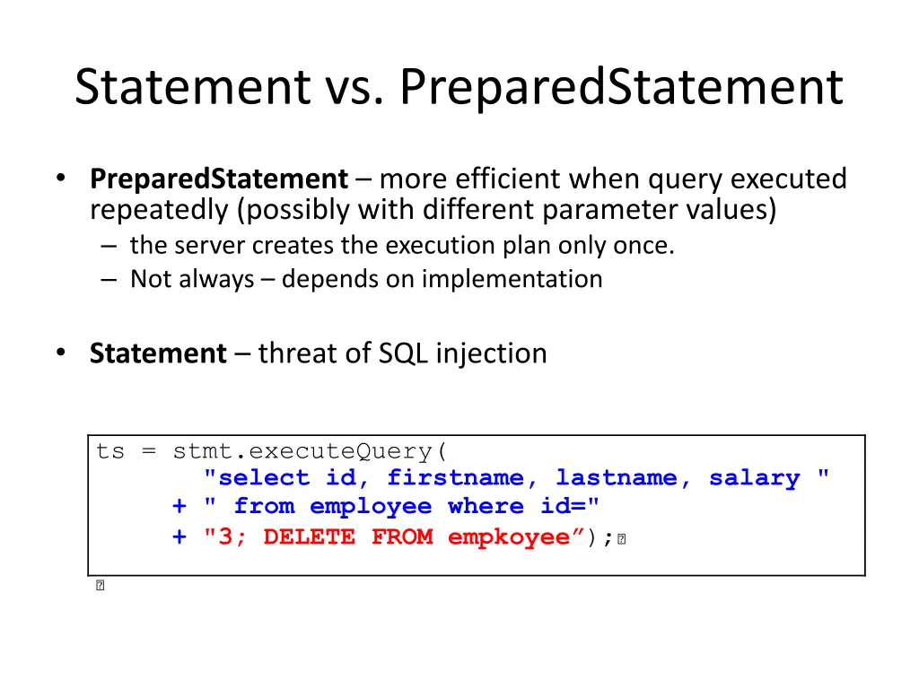 statement vs preparedstatement 1