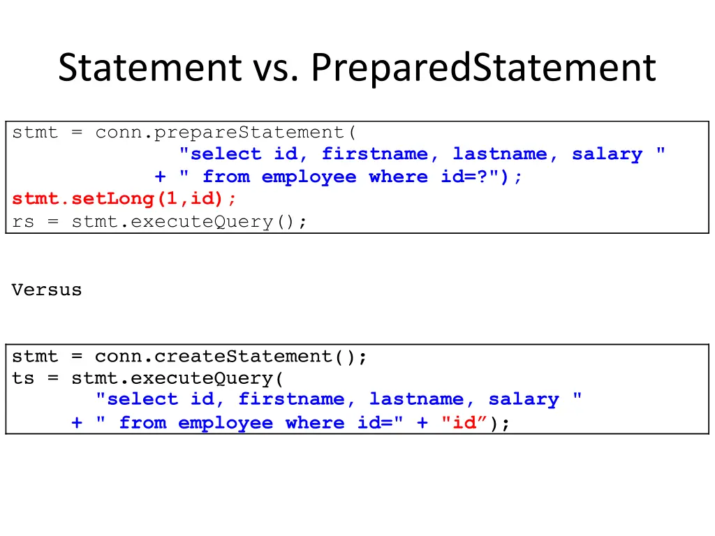 statement vs preparedstatement