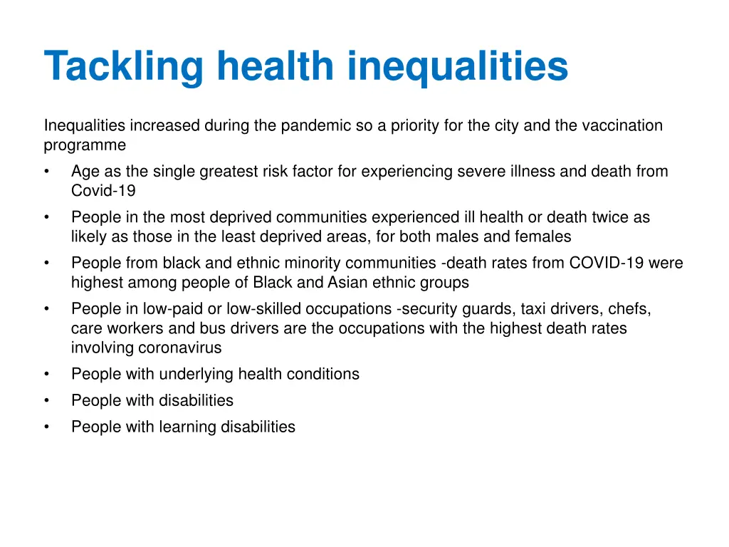 tackling health inequalities