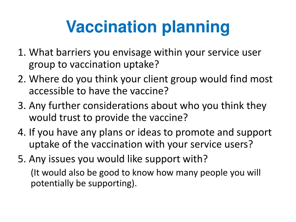 vaccination planning