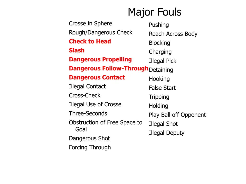 major fouls