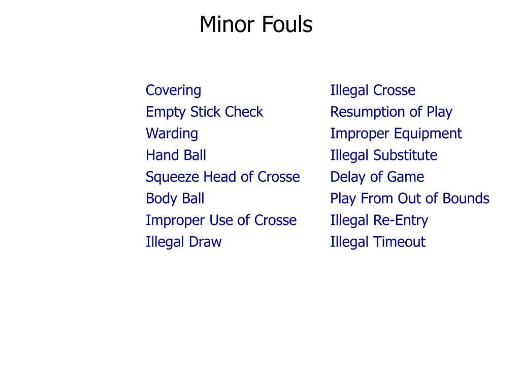 minor fouls