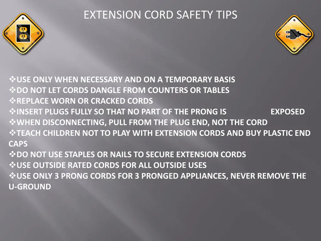 extension cord safety tips