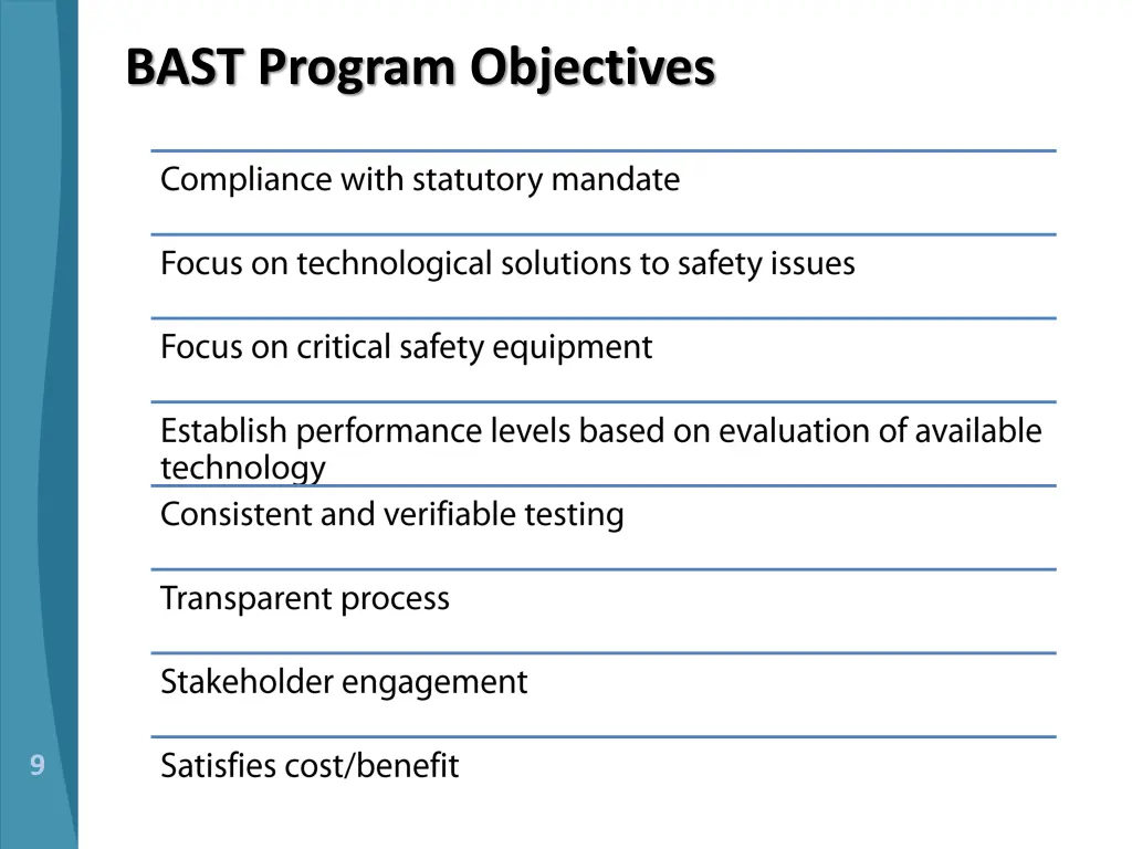 bast program objectives