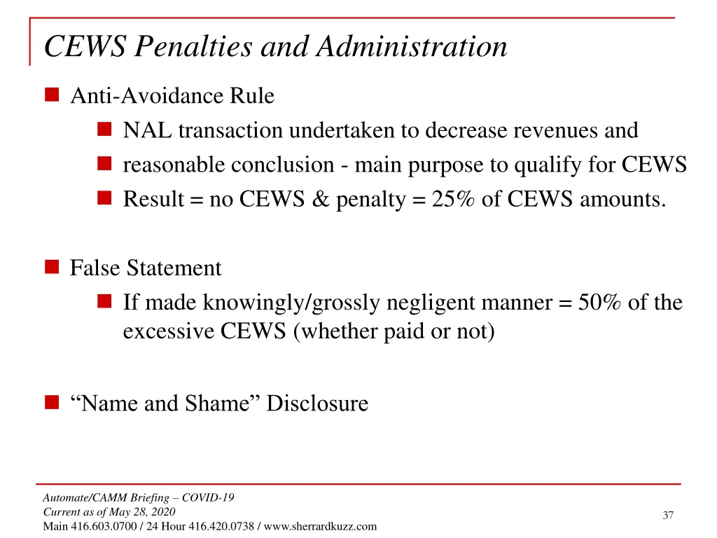 cews penalties and administration