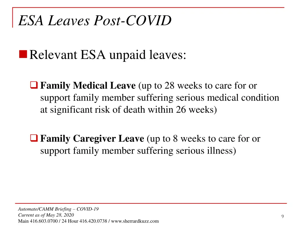 esa leaves post covid