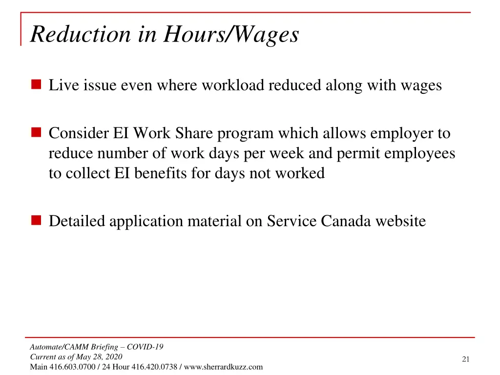 reduction in hours wages 1
