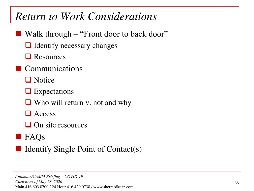 return to work considerations