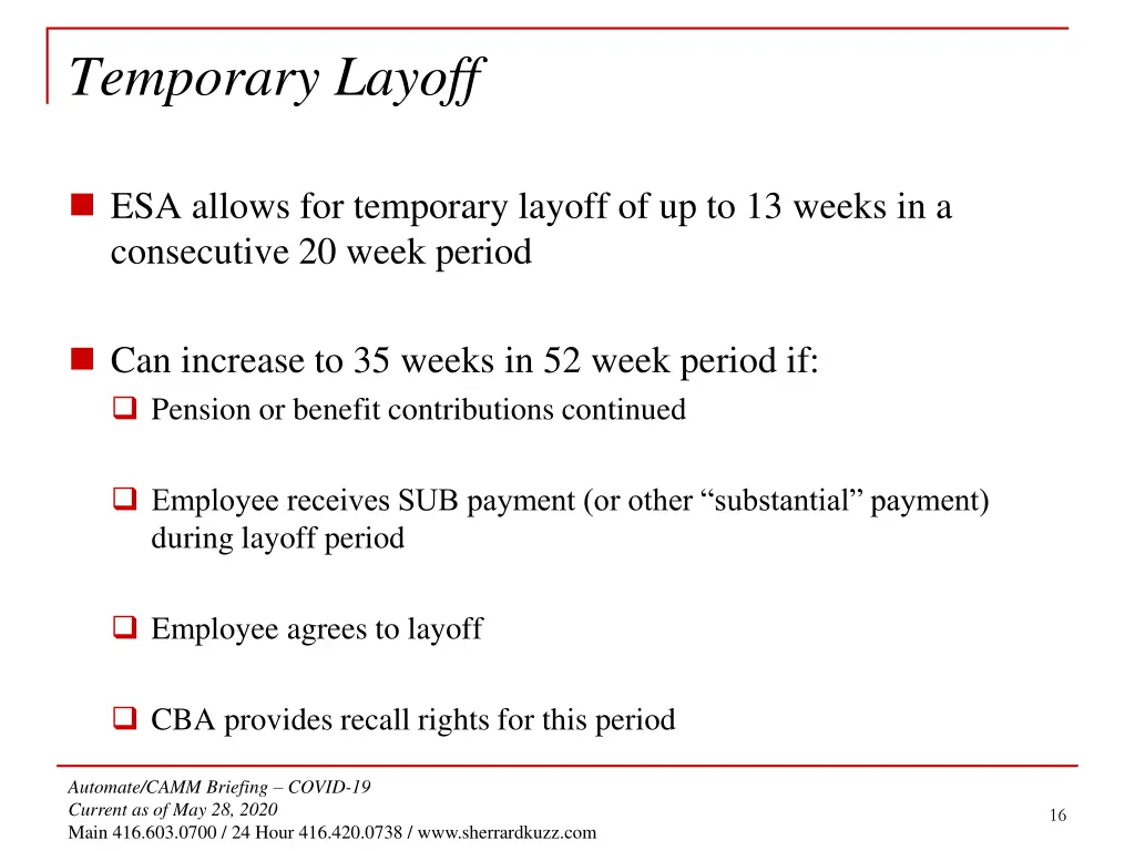 temporary layoff
