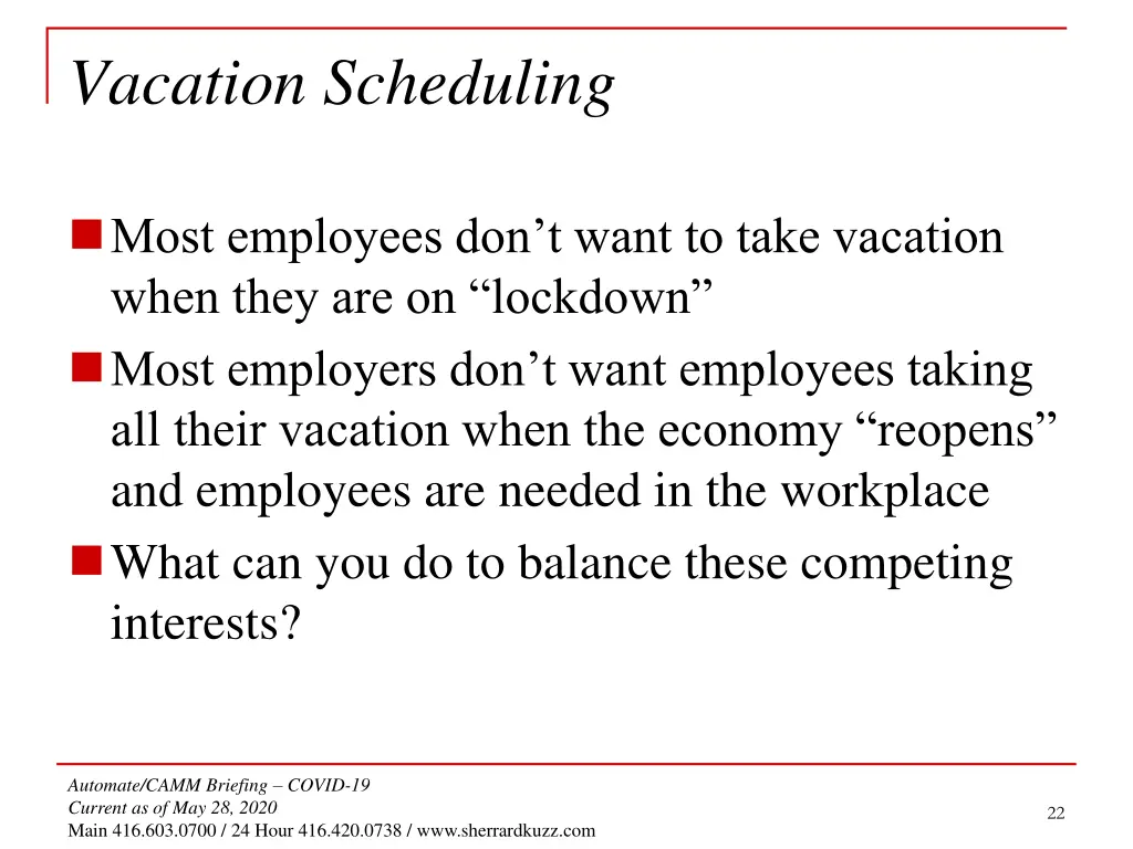 vacation scheduling
