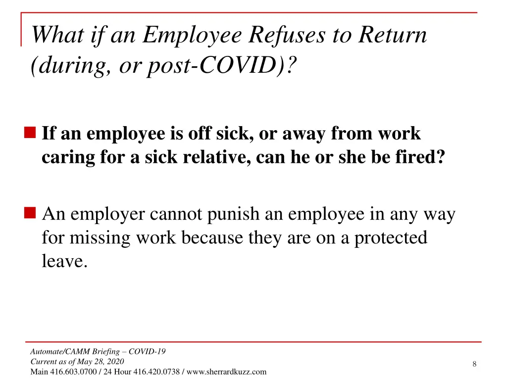 what if an employee refuses to return during 1